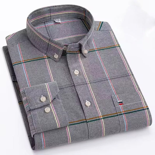 Men's Cotton Checkered Shirt Regular Fit Formal Casual