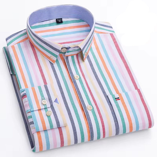 Men's Cotton Shirt Striped Pattern Slim Fit