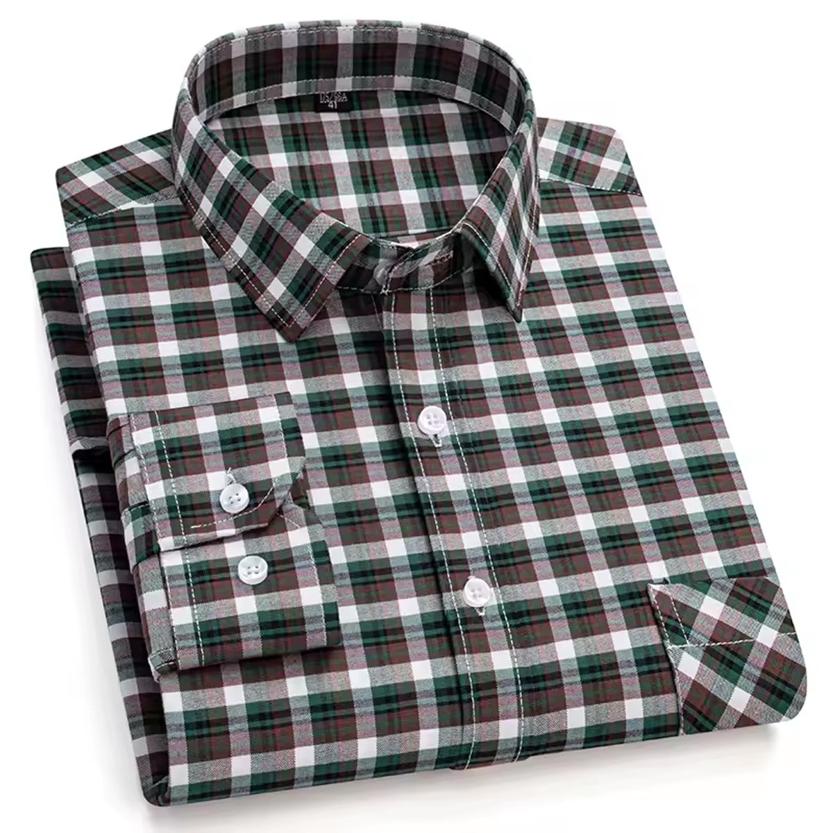 Men's Lightweight Cotton Checkered Shirt Long Sleeve