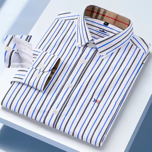 Men's Vertical Striped Shirt Cotton Fabric