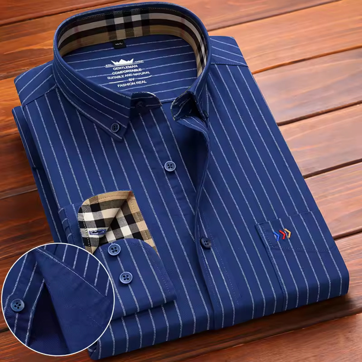 Men's Pinstripe Cotton Shirt Classic Fit