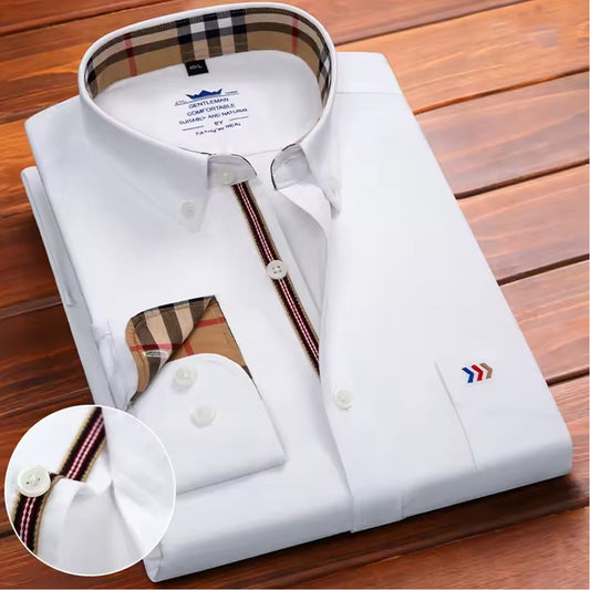 Men's Everyday Cotton Check White Shirt Classic Fit