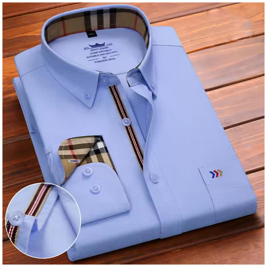 Men's Office Casual Cotton Shirt Light Sky Checks Pattern