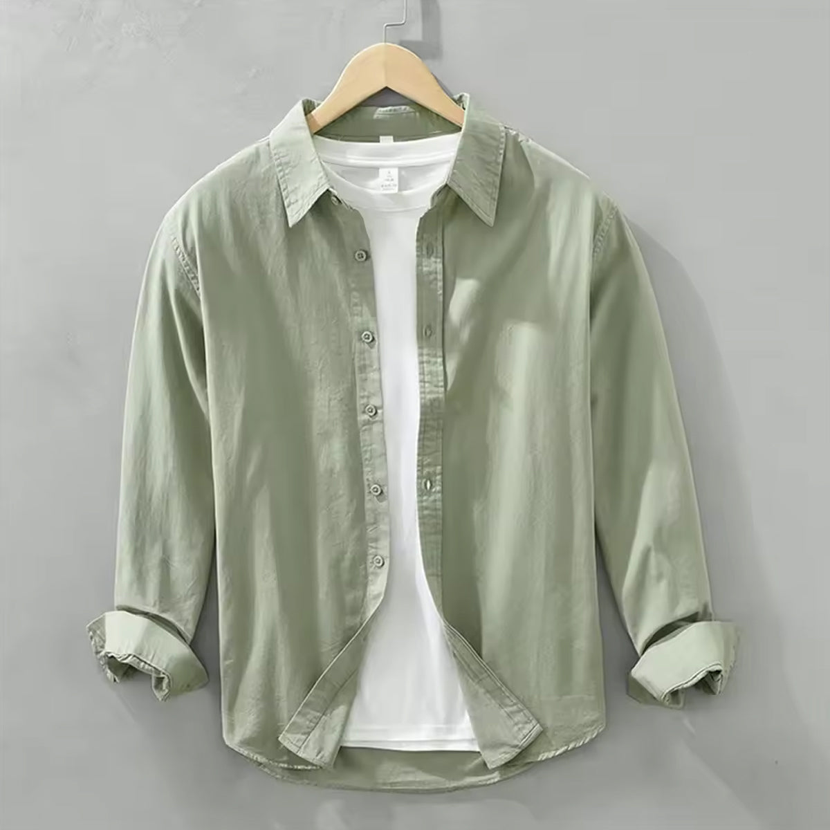 Olive Green Denim Shirt for Men Slim Fit