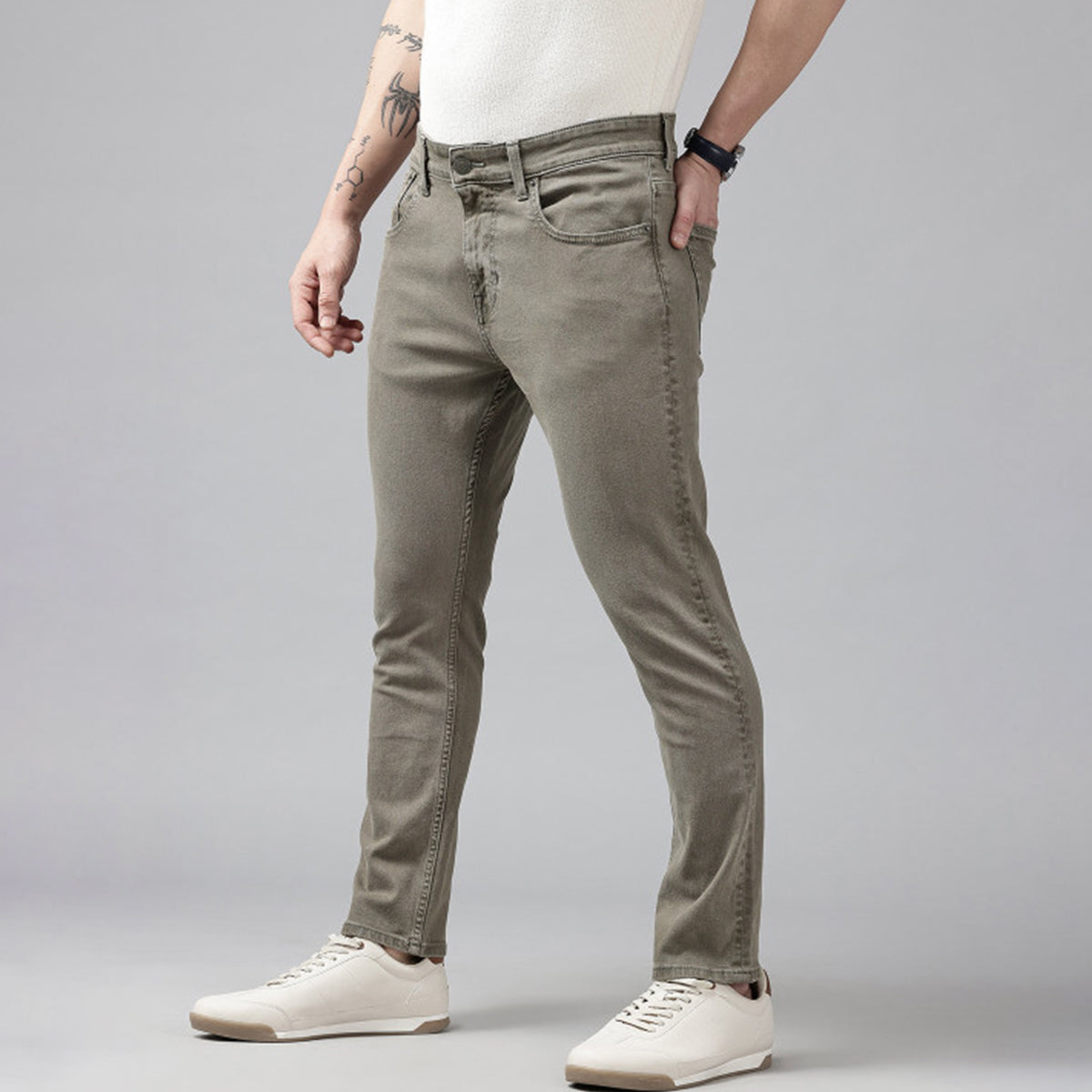 Men’s Jet Grey Jeans Skinny Fit Casual Style