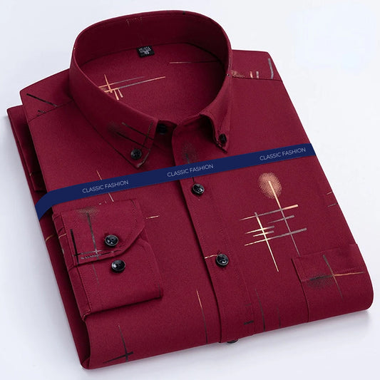 Men Slim Fit Self Design Spread Collar Formal Shirt