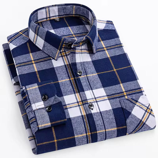 White Blue mix Check Cotton Shirt For men