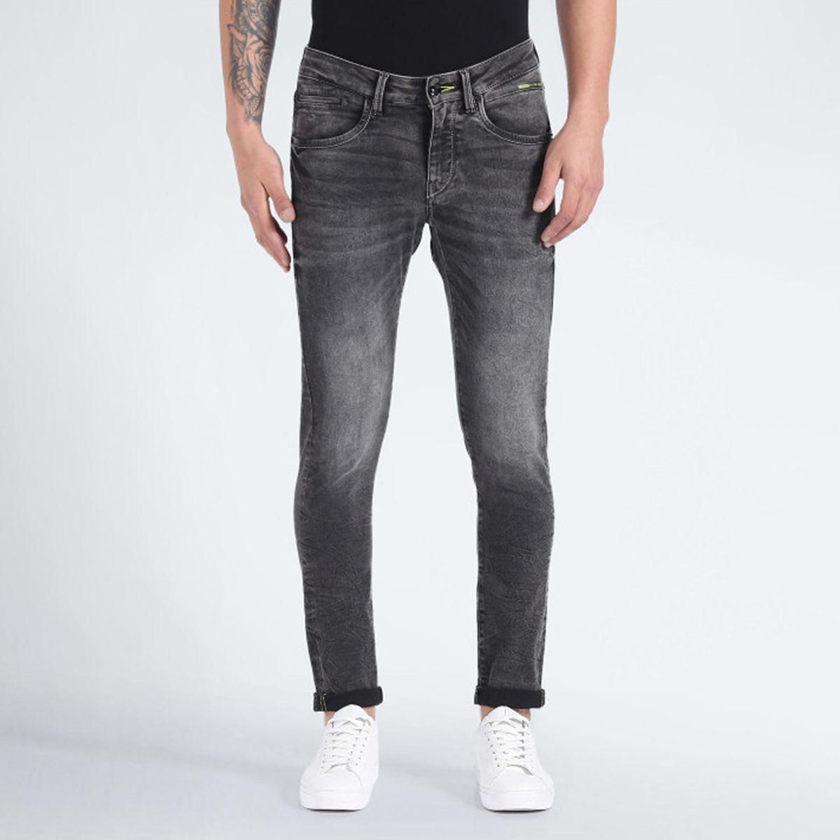 Men’s Mid Rise Straight Jeans Vintage Wash Casual Use