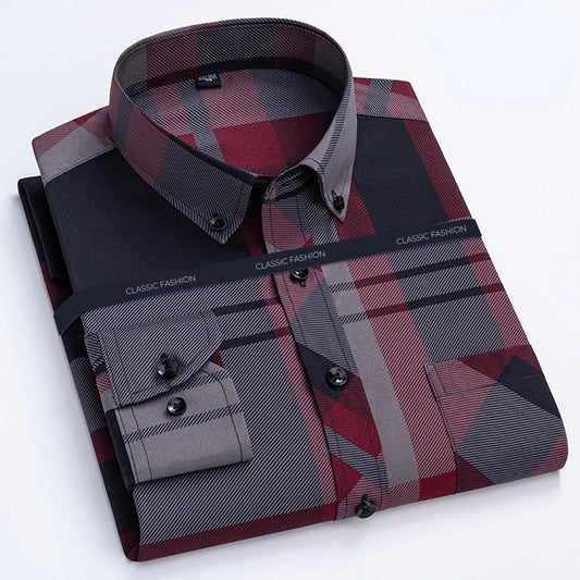 Men Slim Fit Cut Away Collar Formal Shirt