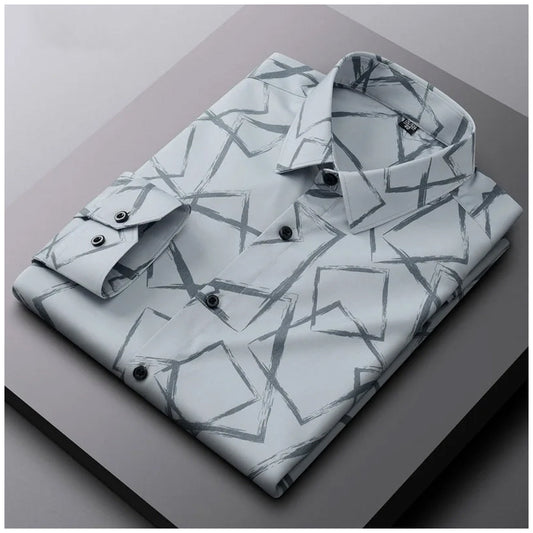 Men's Stylish Paisley Printed Full Sleeve Knitted Shirt