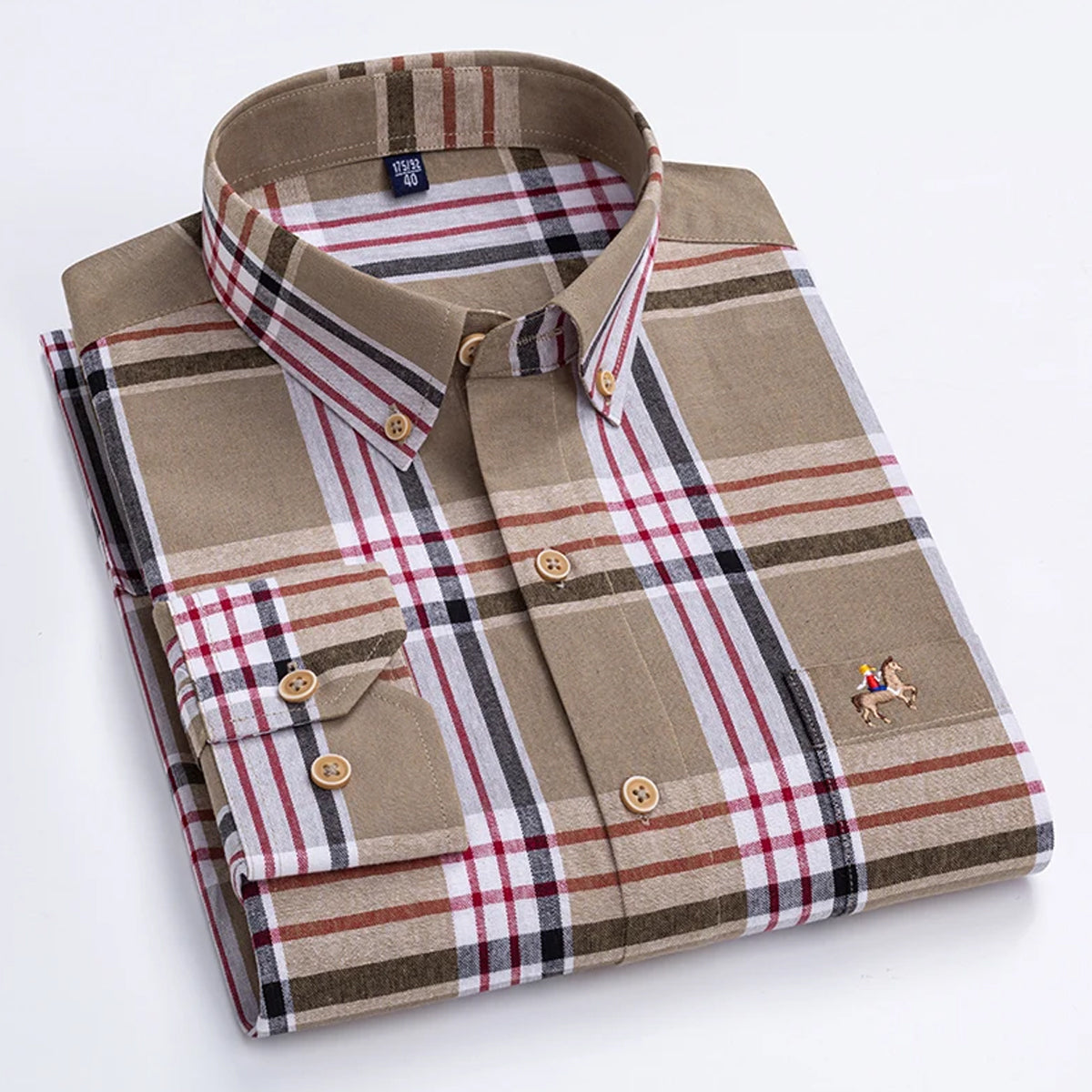 Men's Cotton Casual Tartan Plaid Checkered Slim Fit Shirt