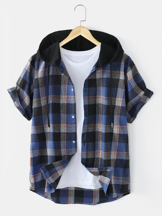 Best Party Wear Deal Of Men's Button Front Long Sleeve Hooded Shirt!