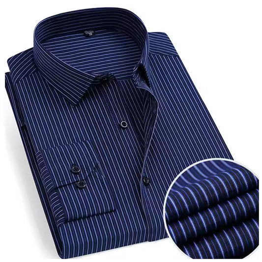 Men's Striped Full Long Sleeves Regular Fit Cotton Formal Shirts