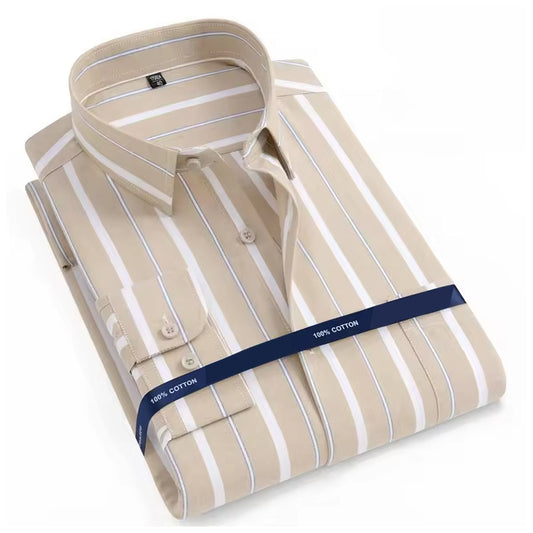 Men's Stripes Slim Fit Cotton Casual Shirt