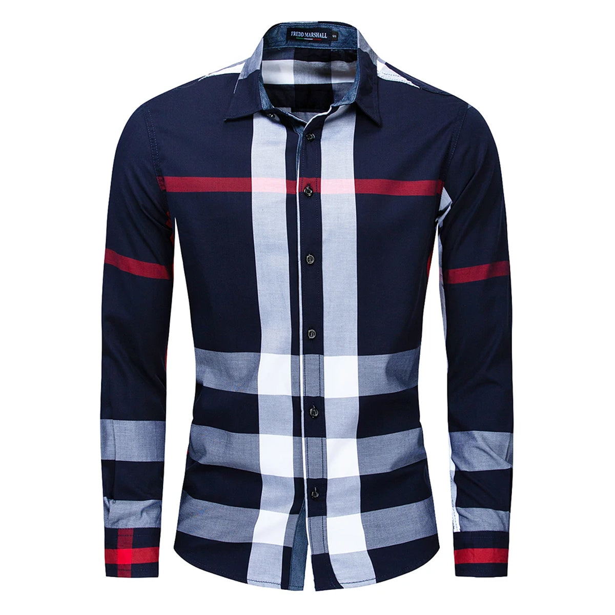 Men's Cotton Buffalo Check Slim Fit Casual Shirt