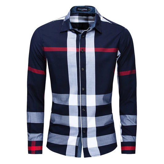 Men's Cotton Buffalo Check Slim Fit Casual Shirt
