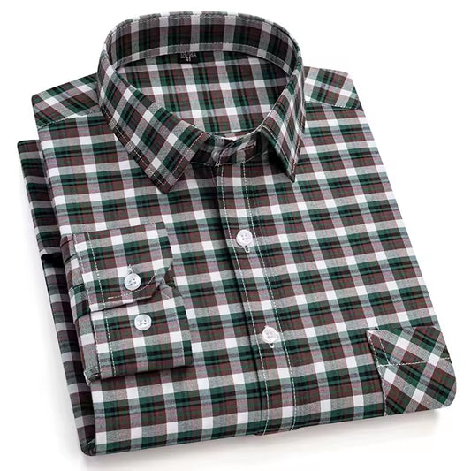 Men's Lightweight Cotton Checkered Shirt Long Sleeve