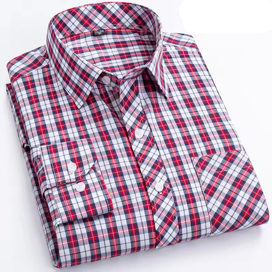 Men's Soft Cotton Check Shirt Relaxed Fit