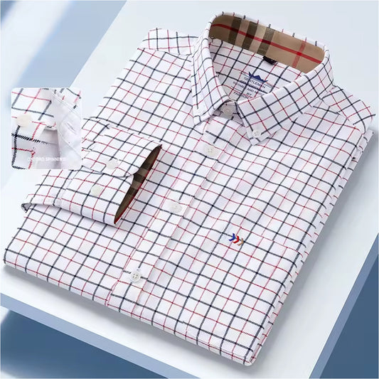 Men's Cotton Long Sleeve Check Shirt Regular Fit