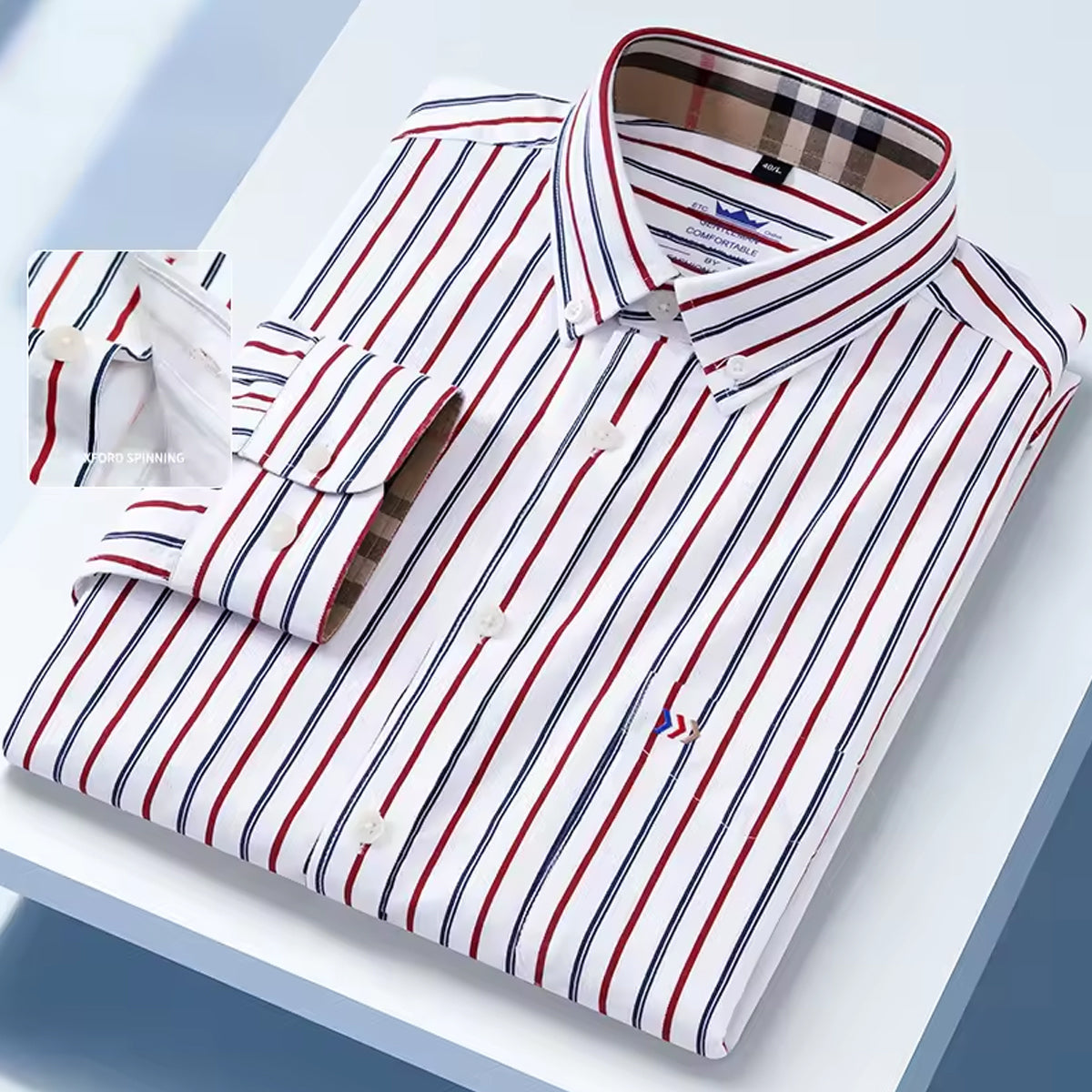 Men's Cotton Shirt Striped Pattern Slim Fit