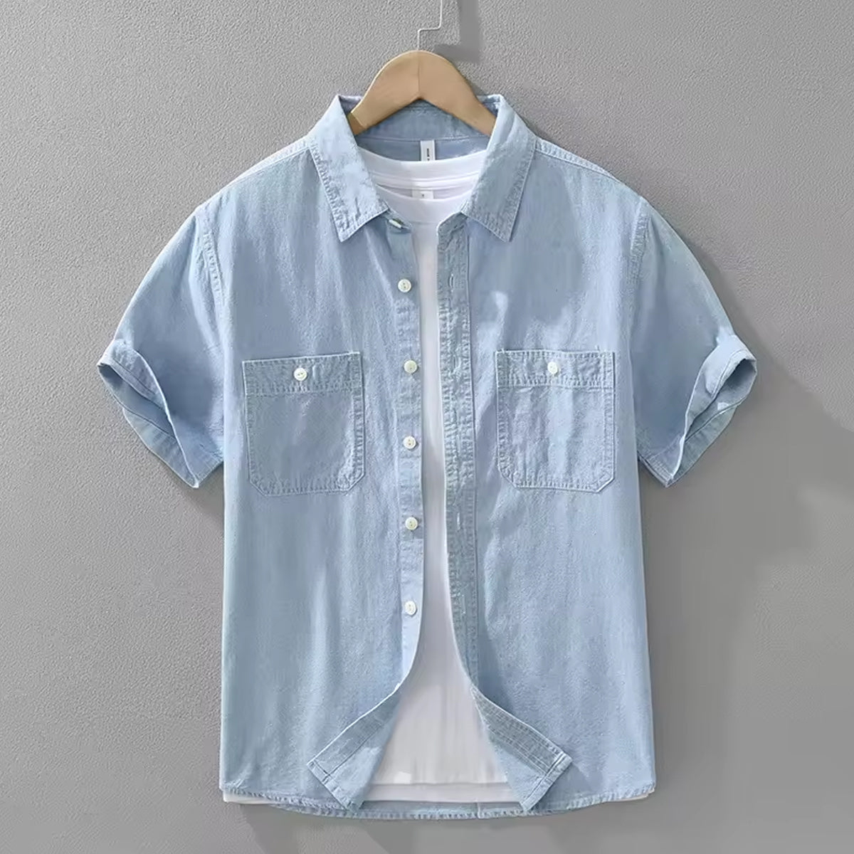 Sky Blue Denim Shirt for Men Slim Fit