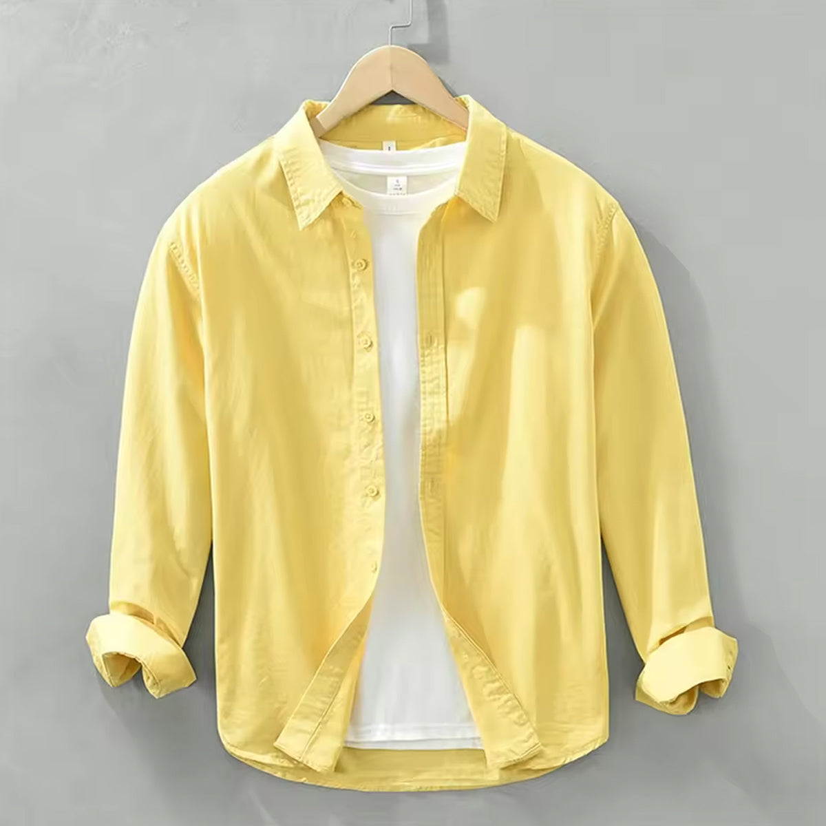 Slim Fit Yellow Denim Shirt Minimalist Design
