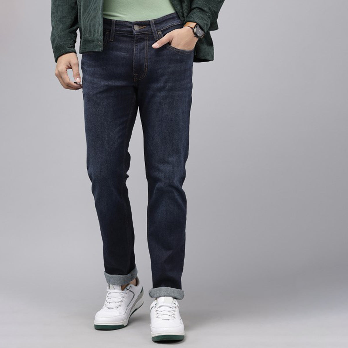 Modern Fit Jeans for Men Stonewashed Stretchable