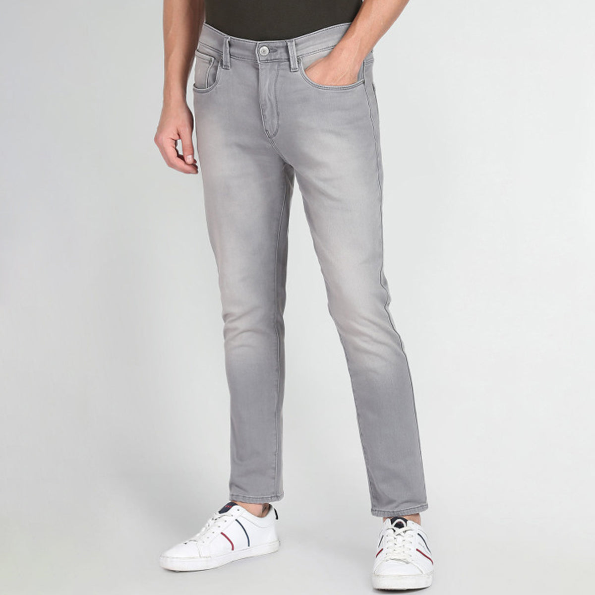 Men’s Classic Grey Jeans Mid Rise All Season