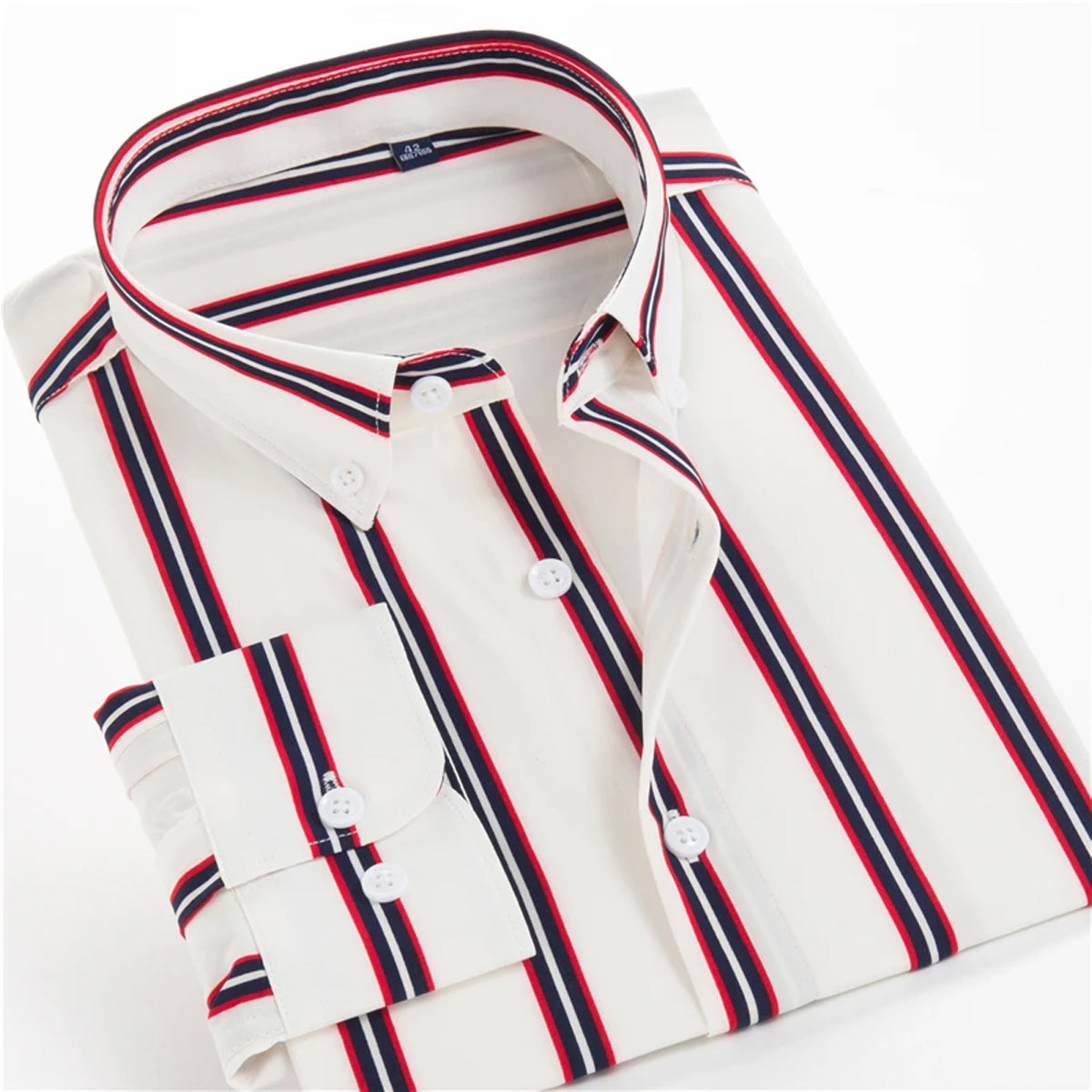 Men Slim Fit Striped Spread Collar Casual Shirt