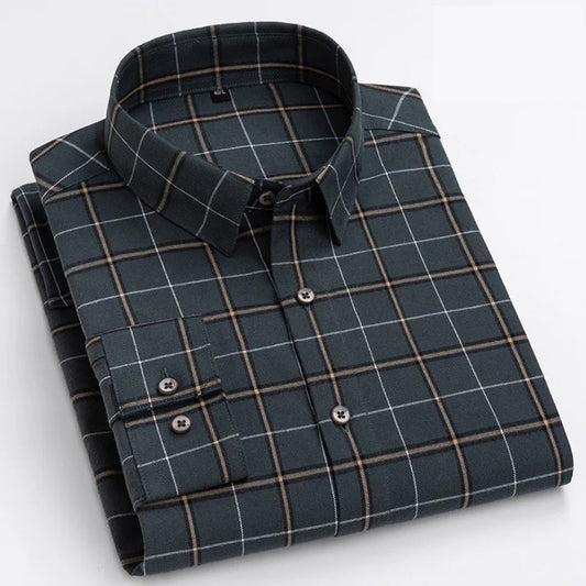Men's Cotton Fashionable Slim Fit Casual Checkered Shirt