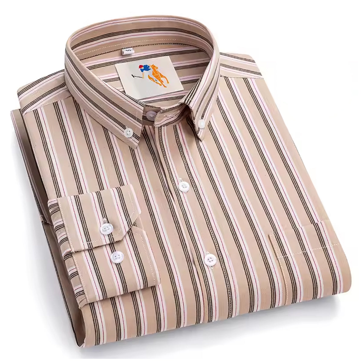 Men's Cotton Slim Fit Multi Striped Full Sleeves Cutaway Collar Casual Shirt